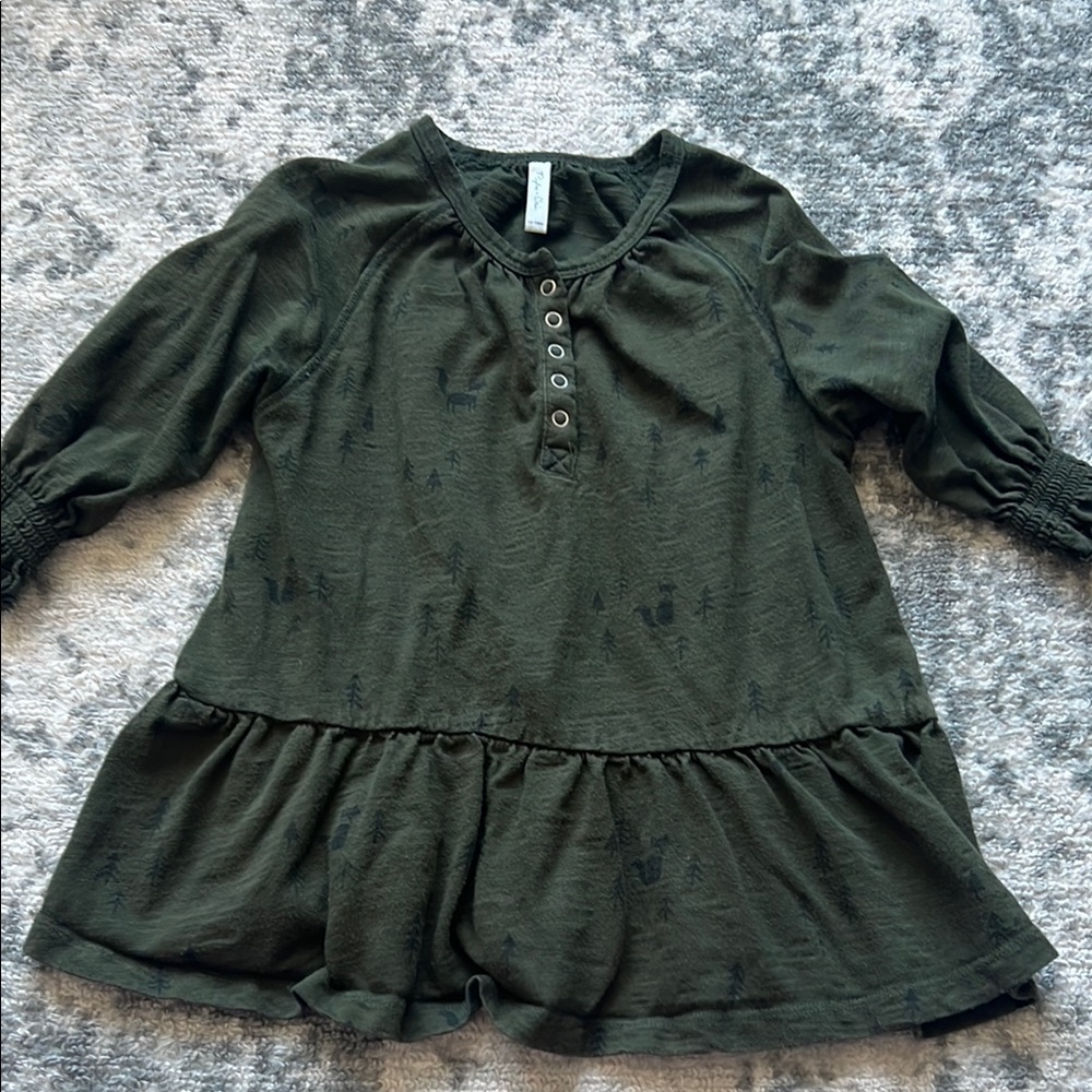 Olive Green Button-Front Peplum Top